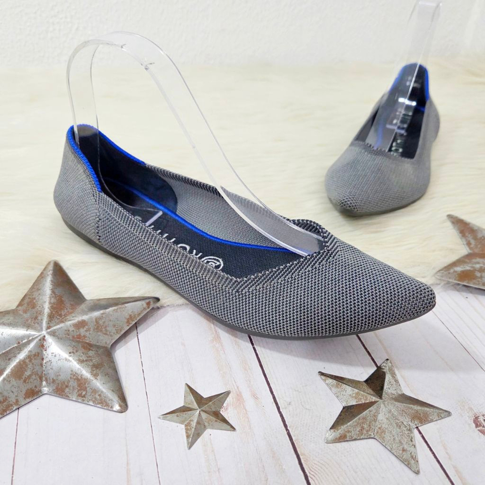 Rothy's The Point Women's Flats Cloud Grey Birdseye Knit Ballet Shoes Size 8.5